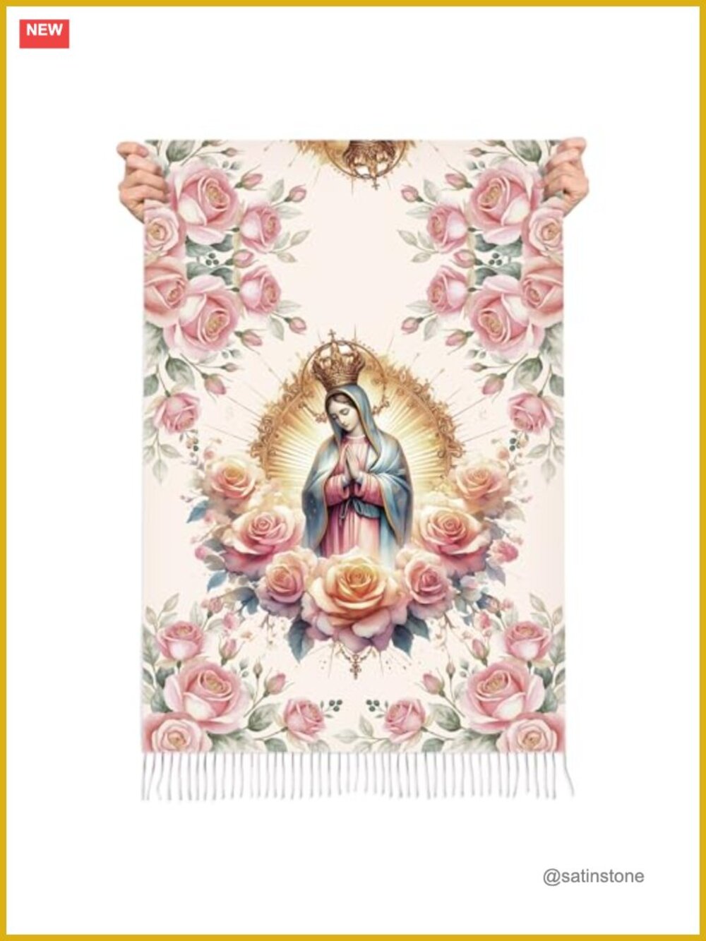 Faux Cashmere Prayer Shawl Wrap Scarf Catholic Gift for Women Pashmina